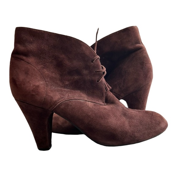 Me Too Boots Womens 11 M Odelia Heels Ankle Booties Brown Leather Tassel Lace Up - Picture 2 of 10